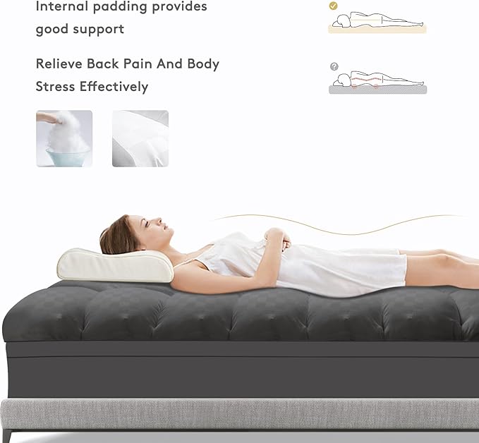 Mattress Topper Cal King,Extra Thick Mattress Pad Cover for Back Pain,Cooling Mattress Protector with 8-21 Inch Deep Pocket,Overfilled Down Alternative Filling,Grey