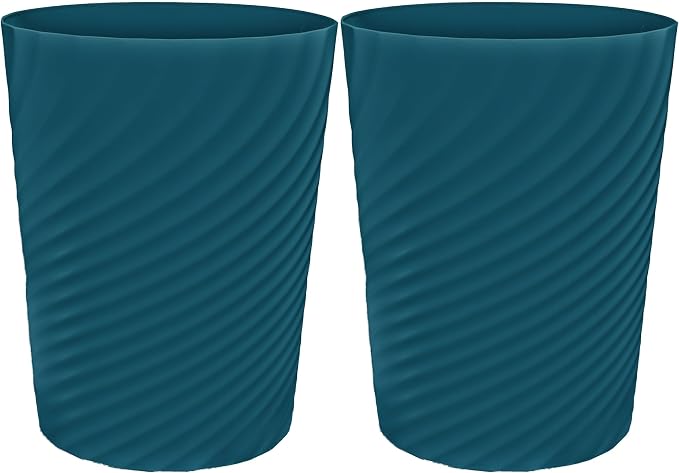 DAJITRE 1.8 Gallon Small Trash Can Wastebasket Recycling Bin Slim Profile for Compact Spaces Bathroom, Office, Bedroom, Kitchen (1.8 Gallon-2pack, Navy) by DAJITRE