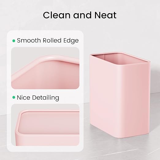 Cesun Pink Bathroom Trash Can 2.1 Gallon Wastebasket, Small Modern Metal Garbage Can Office Waste Basket, Stainless Steel Trash Bin for Bedroom, Home Office, Toilet, rv, Near Desk, Under Sink - Image 5