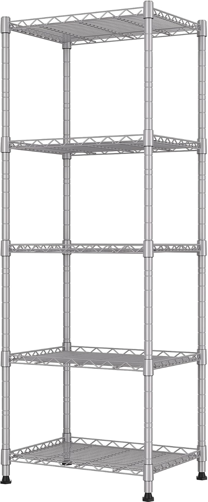 REGILLER 5-Wire Shelving Metal Storage Rack Adjustable Shelves,Standing Storage Shelf Units for Laundry Bathroom Kitchen Pantry Closet(Silver,11.8" D x 16.6" W x 53.5" H) by REGILLER