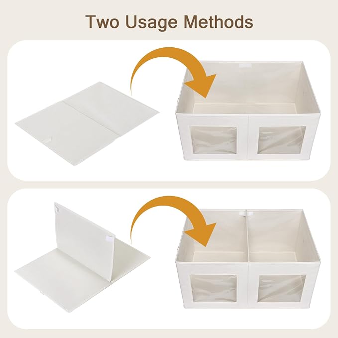 Univivi Large Storage Boxes with Lids, Collapsible Foldable Storage Bins for Clothes, [1-Pack] Fabric Storage Cubes with Handles, Closet Organizers for Home, Bedroom (Beige, 24” x 17” x 12") - Image 3