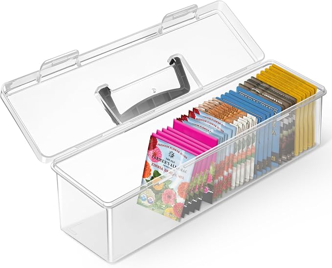 tutata Seed Packet Organizer Box Plastic Portable Seed Packet Storage Box, Seed Storage Organizer by TUTATA