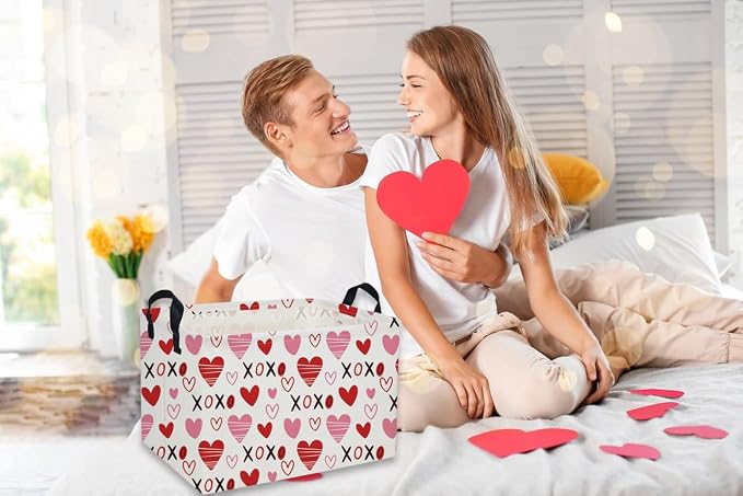 Rectangular Kids Baskets,Heart Basket,Cute Baskets Kids Storage Bin Baby Toy Organizer Box Love Room Decor for Home(XO heart ) - Image 6