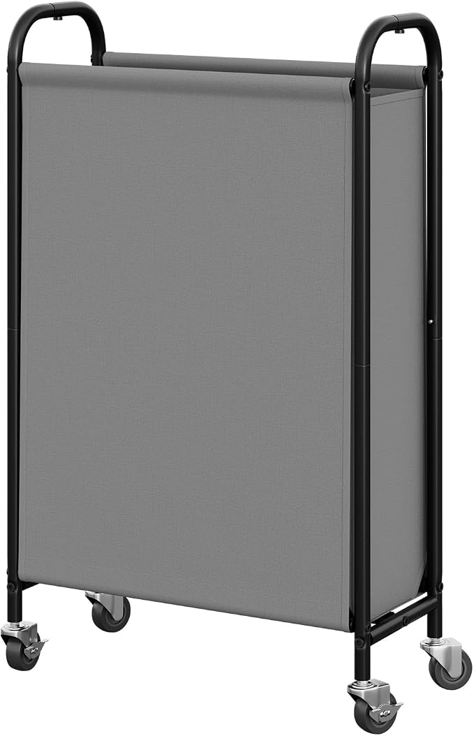 GRANNY SAYS 80L Slim Laundry Hamper with Silent Brake Wheels, Sturdy Metal Frame & Handle, Rolling Laundry Basket for Laundry Room, Bedroom, Bathroom, or RV – Suited for Singles or Couples, Grey by GRANNYSAYS