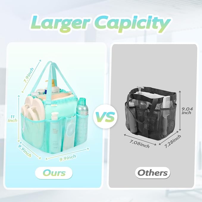 famichan Mesh Shower Caddy Portable, Dorm Room Essentials for College Students Girls and Guys, Blue Large Capacity Shower Bag for Bathroom,Camping,Gym - Image 3