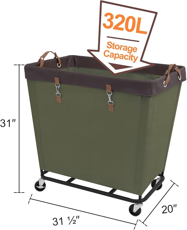 StorageWorks 320L Laundry Basket with Wheels, Extra Large Rolling Hampers for Clothing Organizer, Dirty Clothes Basket for Hote, Home, Closet, Dorm, Green - Image 2