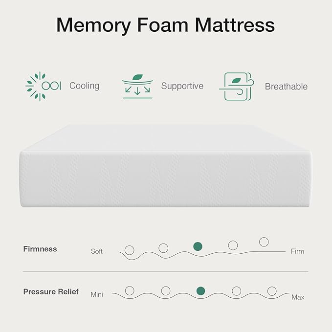 Novilla Twin XL Mattress, 8 Inch Twin XL Mattress in a Box, Gel Memory Foam Mattresses with Comfort Foam for Cooling Night Sleep, Pressure Relief, CertiPUR-US Certified,White