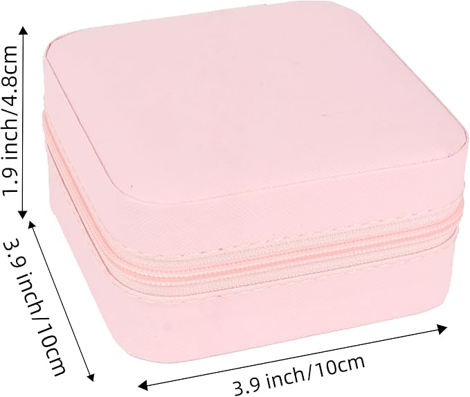 Travel jewelry case,Small Jewelry Box Organizer with Mirror, Gift for Women Girls,3.9"x3.9",Pink,1Pack - Image 3