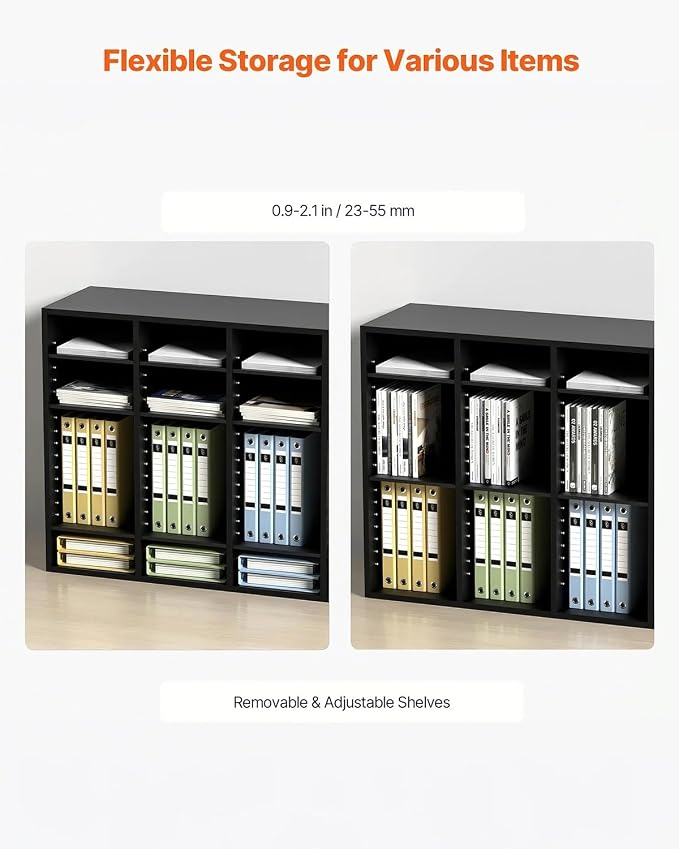 VEVOR Wood Literature Organizer, 36 Compartments, Mailboxes Slot with Removable Shelves, File Sorter for Office, Home, Classroom, or Mailrooms Organization, Black - Image 7