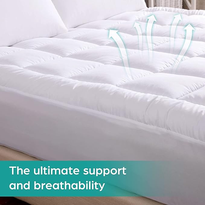 WhatsBedding Waterproof Mattress Pad Cal-King Size Cotton Top Down Alternative Filling Pillowtop Mattress Topper Cover-Fitted Quilted (Waterproof Cal-King)