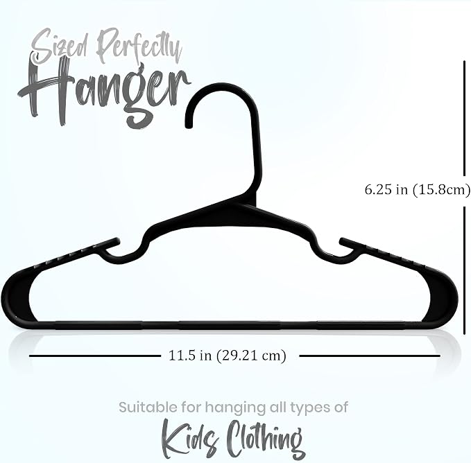 Utopia Home 20 Pack Kids Hangers - 11.5 Inch Plastic Baby Hangers for Closet - Childrens Hanger for Clothes & Infant Hanger for Closet - for Everyday Standard Use (Black) - Image 2