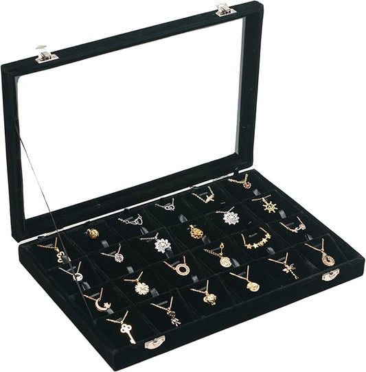 Jewelry Box Necklace Organizer Tray (Black) Necklace Display Case for Storage Jewelry Necklaces Display Stand 24 Slot Pendant Holder for Women by XHMQYCMakesAllBetter%E2%80%94LetGo