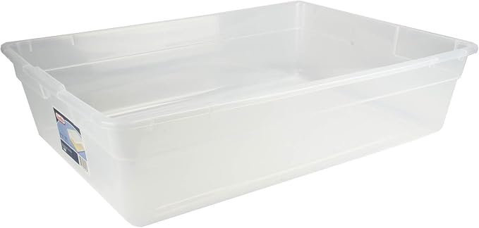 Sterilite 28 Qt Underbed Storage Box, Stackable Bin with Lid, Plastic Container to Organize, Bedroom, Clear Base and White Lid, 1-Pack - Image 3