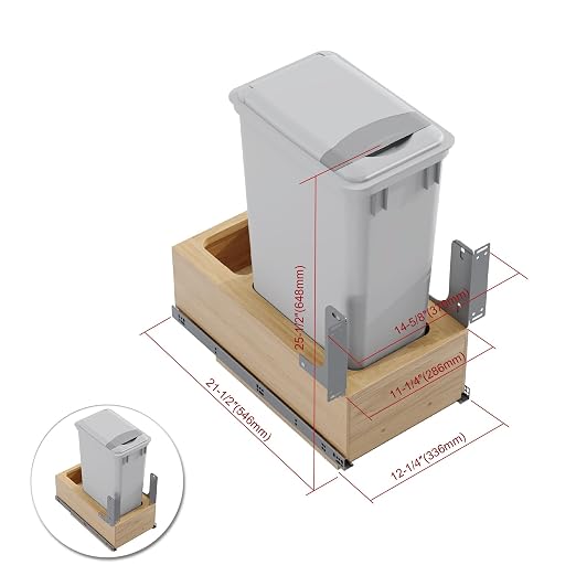 Dowell Single 50Qt Undermount Trash Pull-Out Waste Container with Full Extension Soft-Close Slides, Bottom Mounted, Face Frame/Frameless Min. Cabinet Opening: 12-1/2 Inch Wide-4008 0115 50 - Image 5