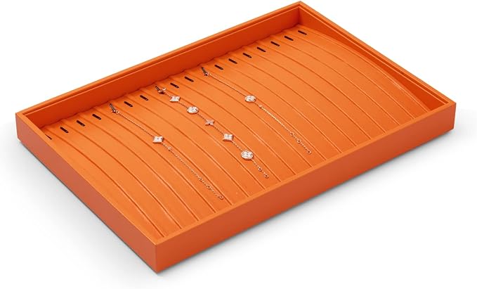 Oirlv Luxury Leather Jewelry Tray Necklace Bracelet Organizer Tray Stackable Jewelry Plate Necklace Bracelet Display Storage - Image 5