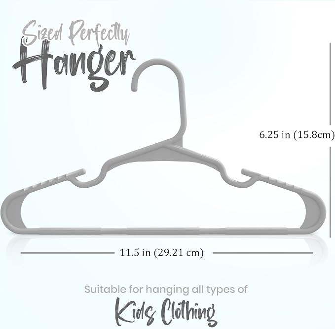 Utopia Home 20 Pack Kids Hangers - 11.5 Inch Plastic Baby Hangers for Closet - Childrens Hanger for Clothes & Infant Hanger for Closet - for Everyday Standard Use (Gray) - Image 3