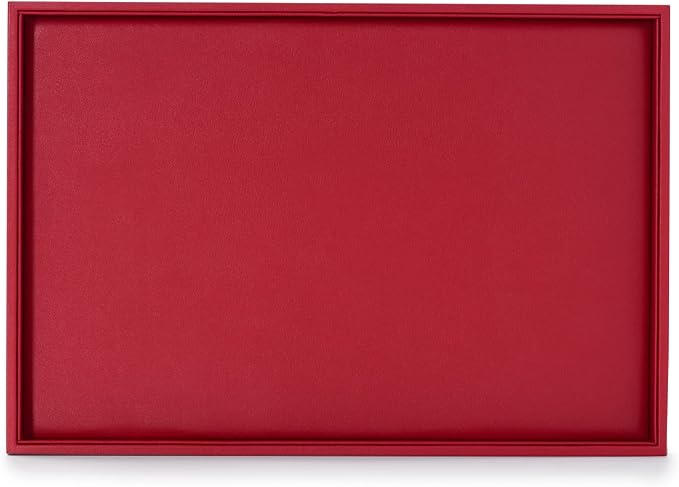 Oirlv Gorgeous Red Leather Jewelry Tray Flat Jewelry Display Tray Stackable Jewelry Organizer Plate - Image 4