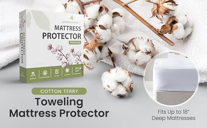 Premium Twin XL Size Mattress Protector 100% Waterproof Mattress Protector Breathable Deep Pocket Washable Bed Cover College Dorm Size (Twin XL)