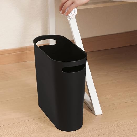 rejomiik Small Trash Can, 3.5 Gallon Slim Garbage Can Plastic Waste Basket with Handles Container Bin for Narrow Spaces Bathroom, Bedroom, Kitchen, Office at Home, Black - Image 8