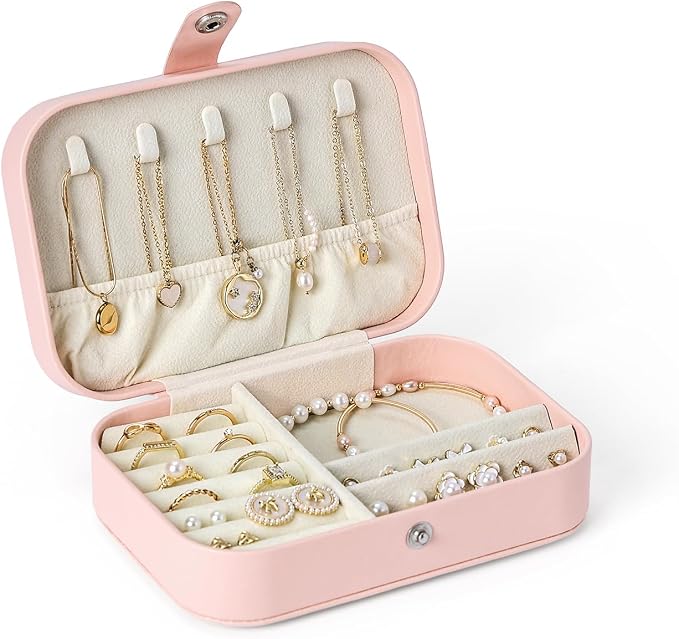 CASEGRACE Jewelry Box For Women Portable Travel Jewelry Case for Necklace Earring Rings Jewelry Holder Case Gift Box Girls by Casegrace