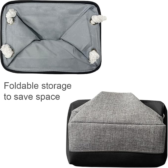 TheWarmHome Storage Basket for Organizing - 14x10x7 inch Medium 3 Pack Collapsible Storage Bin for Shelves with Rope, Fabric Storage Cubes for Organizer Cloth Gift Toy Closet (Black & Grey) - Image 7