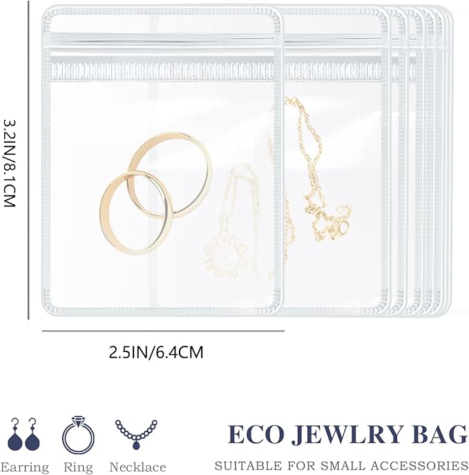 HOMEHIVE Travel Jewelry Bags, 20Pcs Clear Travel Jewelry Organizer, Portable Anti Tarnish Jewelry Storage Pouch Bag Gift for Women Girl, 20Pcs Clear Bags - Image 3