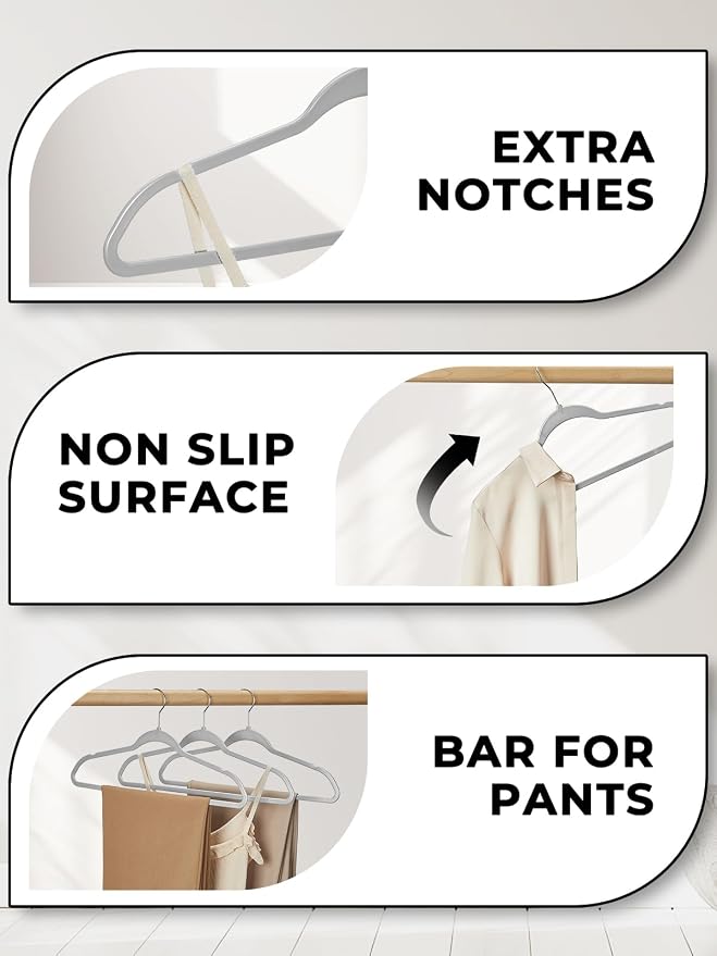 SMARTOR Plastic Hangers 100Pack, Heavy Duty Clothes Hanger Gray - Non-Velvet Thin Hangers with 360°Swivel Hook | Slim Hanger Plastic - Space Saving Hangars, Perchas para Colgar Ropa - Image 8
