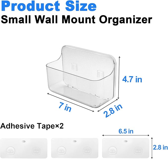 Diesisa 2pc Acrylic Wall Mount Organizer, Small Adhesive Clear Cabinet Door Organizer,Acrylic Shelves for Wall,No Drilling Hang Walls,with Self Adhesive Tape, for Bathroom, Kitchen, Living Room - Image 3