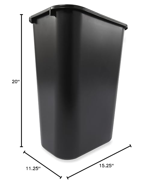 Rubbermaid Commercial Products Deskside Wastebasket/Trash Can, 10.25-Gallon/41-Quart, Black, Plastic, Garbage Can for Home/Office, Fits Under Desk/Sink/Cabinet, Pack of 12 - Image 5