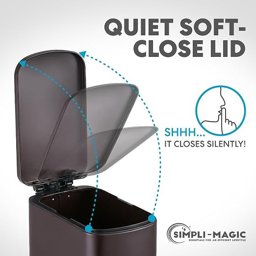 SIMPLI-Magic 6L/1.6G Stainless Steel Bathroom Trash Can with Hands-Free Foot Pedal, Quiet Soft-Close Lid, Compact Space-Saving Size - Image 4