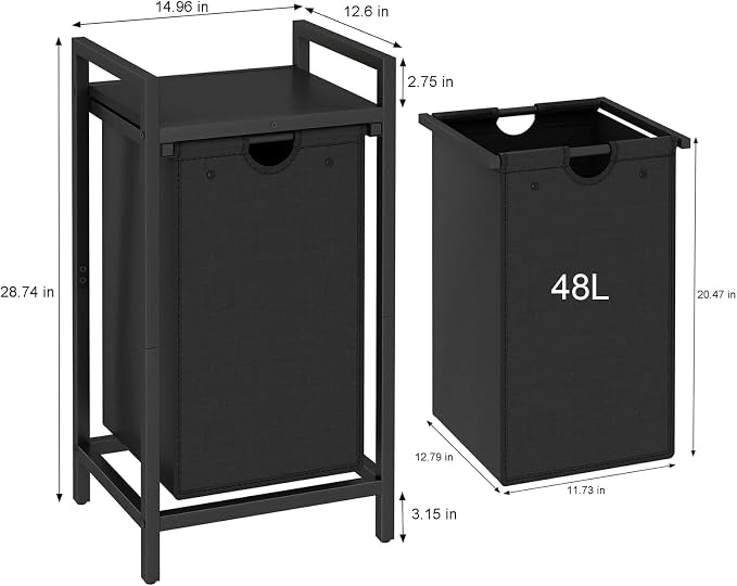 LAATOOREE Laundry Hamper, Two-Color Laundry Basket with Removable Laundry Bag and Top Shelf, Clothes Hamper for Samll Space,Laundry Room, Bedroom, Bathroom - Image 3