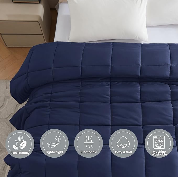 Homelike Moment Oversized King Comforter - Blue Duvet Insert Down Alternative Bed Oversize King Comforter, Lightweight Bedding Comforters Quilted Soft All Season Reversible Navy/Light Blue