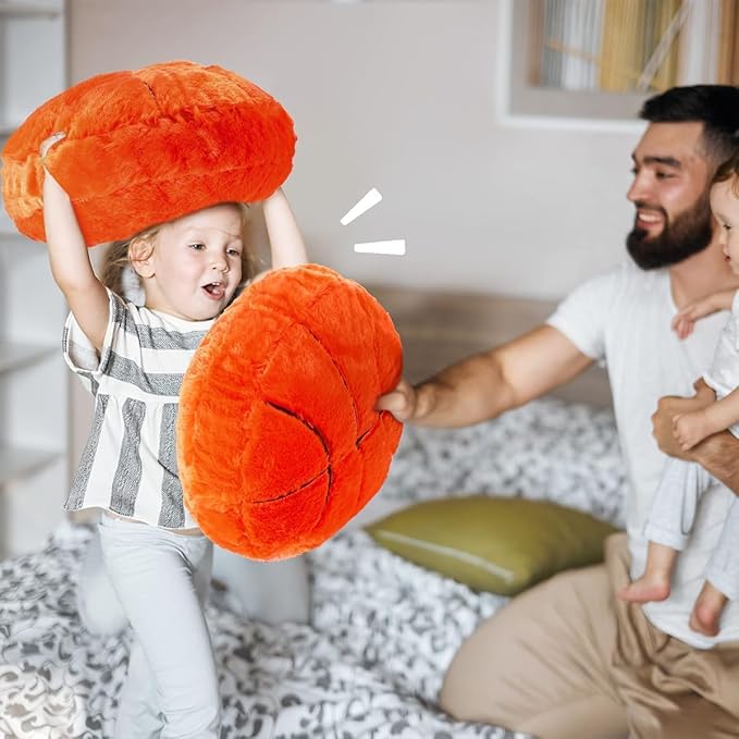 Plush Basketball Pillow Sports Basketball Throw Pillow Fluffy Couch Pillows Room Decoration Soft Cushion with Sports Ball Design Basketball Themed Gifts 15.7 Inches