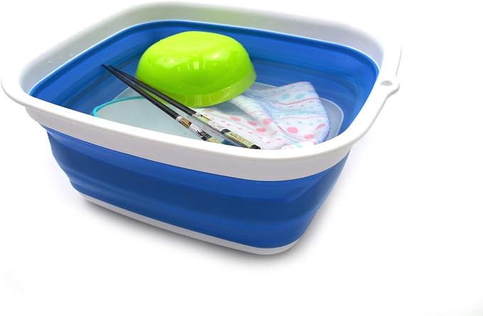 SAMMART 7.7L (2 Gallon) Collapsible Tub - Foldable Dish Tub - Portable Washing Basin - Space Saving Plastic Washtub (Blue, S) - Image 5