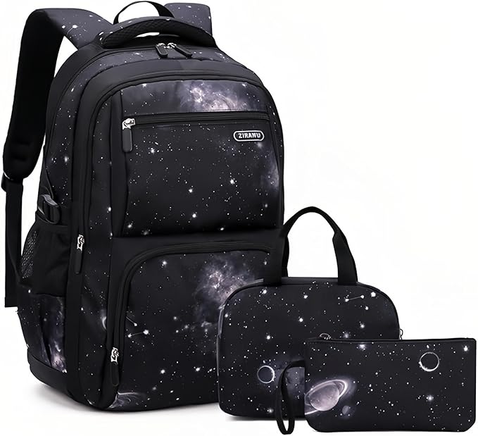 Galaxy-Print School-Bag Backpack for Boys Middle-School Elementary Bookbag