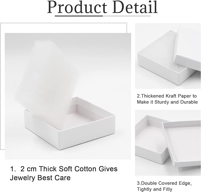 Cardboard Jewelry White Gift Boxes 20 Pack3.5×3.5×1 inches, its apply to displaying necklaces, rings, bracelets, earrings - Image 2
