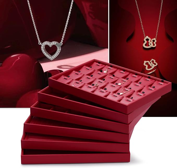 Oirlv Gorgeous Red Leather Jewelry Tray 12 Grid Jewelry Drawer Organizer Bracelet Earrings Watches Storage - Image 3