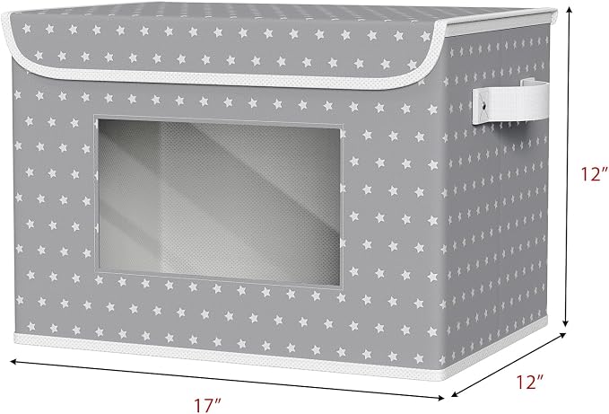 Univivi Fabric Foldable Storage Boxes [4-Pack] Large Collapsible Stackable Storage Bins with Lids, Closet Organizers and Storage Cube Basket for Home, Office, Bedroom (Gray Star, 17”x 12” x 12”) - Image 2