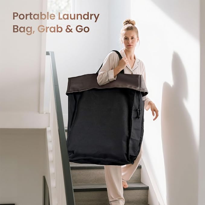 320L Laundry Basket with Wheels, 3-Section Rolling Hamper for Laundry, Extra Large Laundry Hamper with Wheels, Clothes Hamper Rolling Laundry Basket for Home, Bathrooms and Dorm(Black) - Image 7