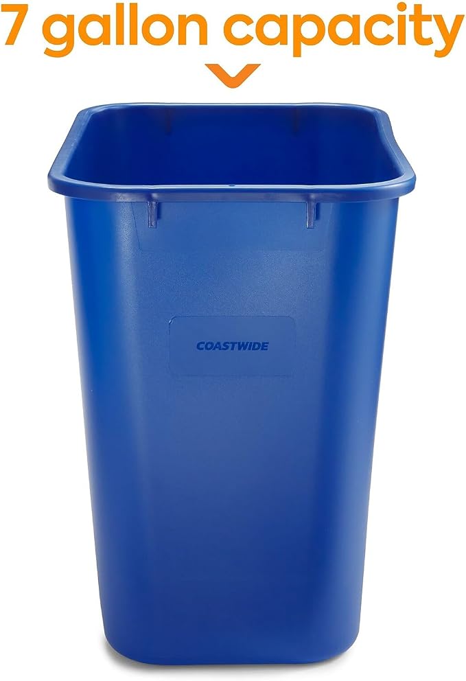 COASTWIDE Professional Plastic Indoor Recycling Wastebasket Without Lid, Blue,Plastic, 7 Gallon (CW56432) - Image 2