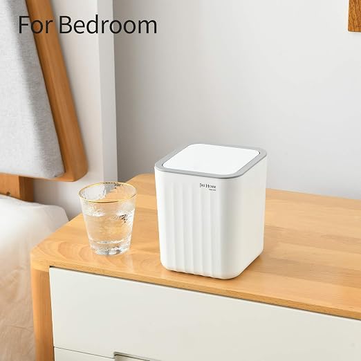 SUBEKYU 0.6 Gal Mini Desktop Trash Can with Lid, Small Square Countertop Garbage Bin, Plastic Tiny Tabletop Wastebasket for Office/Kitchen/Coffee Table, White - Image 7