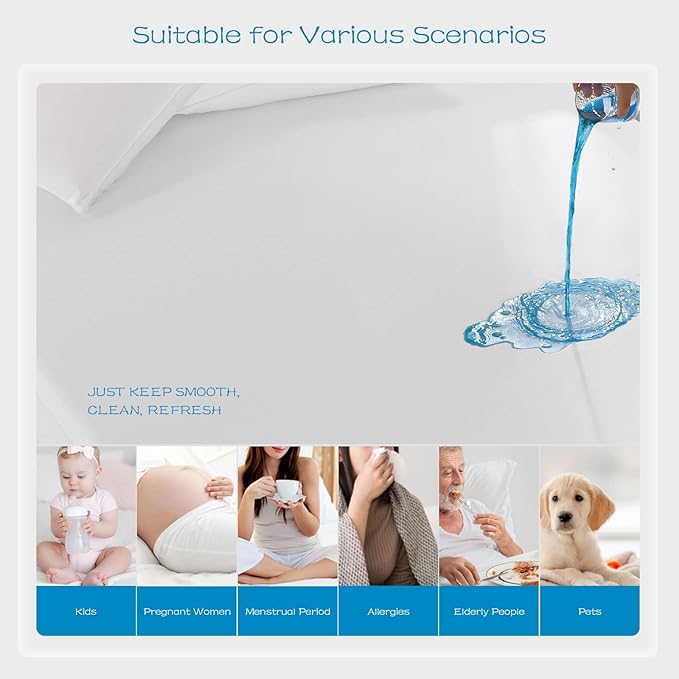 GRT 2 Pack Twin Mattress Protector Waterproof, Breathable & Noiseless Waterproof Mattress Protector Fitted Deep Pocket from 5" to 19", Smooth Twin Mattress Cover Machine Washable