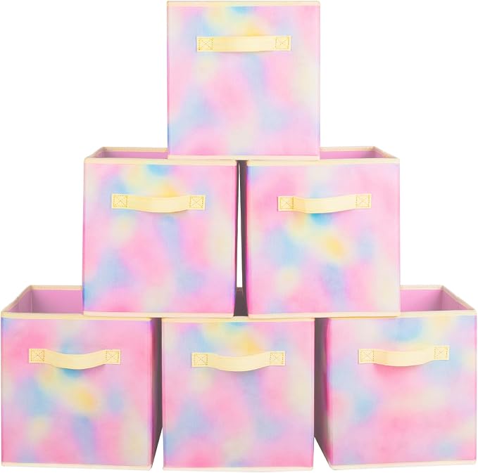 ShellKingdom Storage Bins, Foldable Fabric Storage Cubes And Cloth Storage Organizer Drawer For Closet And Toys Storage, 6 Pack (Chromatic Tie Dye) by ShellKingdom