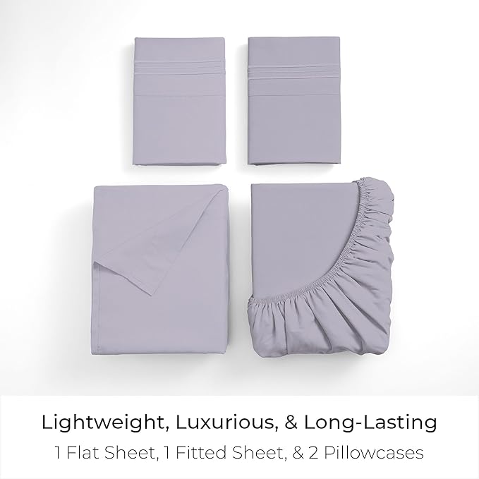 Mellanni California King Sheets Set - 4 PC Iconic Collection Bedding - Hotel Luxury, Extra Soft, Cooling Bed Sheets - Wrinkle, Fade, Stain Resistant (Cal King, Lavender)