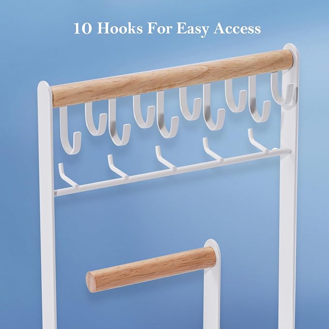 ProCase Jewelry Organizer Jewelry Stand Jewelry Holder Organizer, 4-Tier Necklace Organizer with Ring Tray, Large Aesthetic Jewelry Tower Storage Rack Tree for Bracelets Earrings Rings -Large, White - Image 3