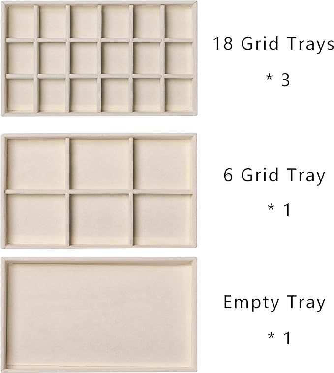 Frebeauty Acrylic Jewelry Organizer Earring Organizer Box with 5 Drawers Earring Holder Organizer with Velvet Trays Clear Jewelry Box for Women Earring Display for Rings Studs(Beige) - Image 3