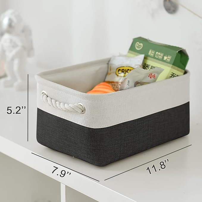 TheWarmHome Storage Bins for Shelves - 6 Pack 11.8x7.8x5.2 inch Collapsible Storage Cubes, Basket for Gifts Empty Closet Organizing Dog Toy Box (White & Black) - Image 5