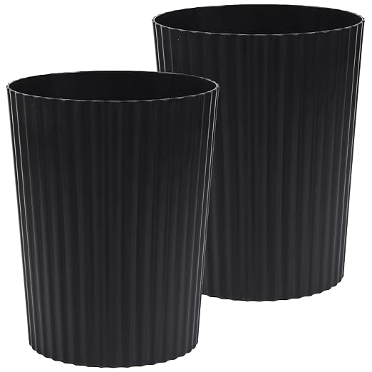 JiatuA Small Trash Can Plastic Wastebasket Round Garbage Container Bin for Bathroom, Kitchen, Bedroom, Home Office, College Dorm, Black 2 Pack by JiatuA