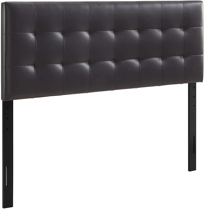 Modway Lily Tufted Faux Leather Upholstered King Headboard in Brown
