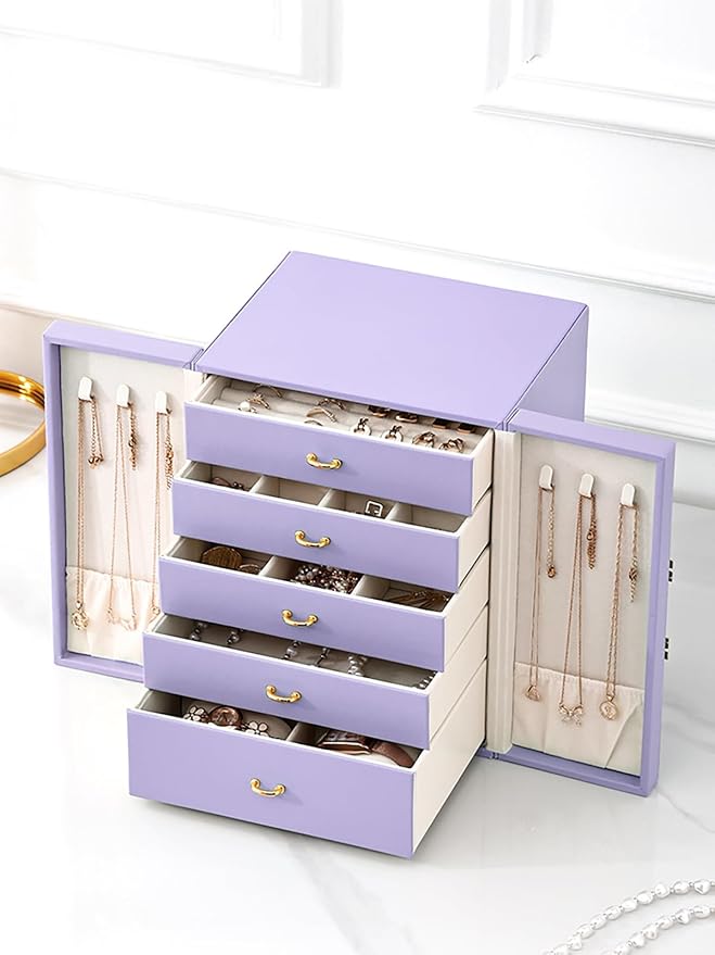 Cute Jewelry Box for Women teen Girls Jewelry Organizer Large Jewelry Organizers and Storage Faux Leather Jewelry Storage Jewlery Box Jewellery Box Joyeros Organizador De Mujer - Image 3